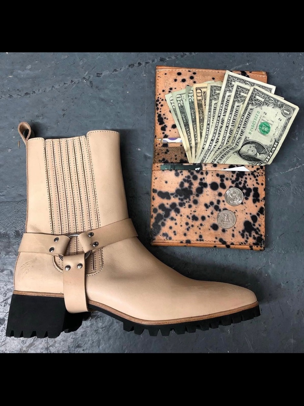 Beige Leather Harness Ankle Boot - Women Accessories
